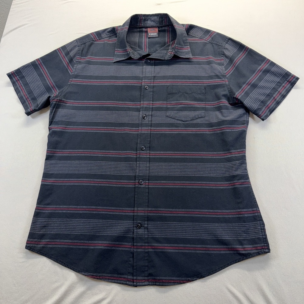 Tony Hawk Mens XL Black Striped Short Sleeve Button Down 100% Cotton Skate Shirt